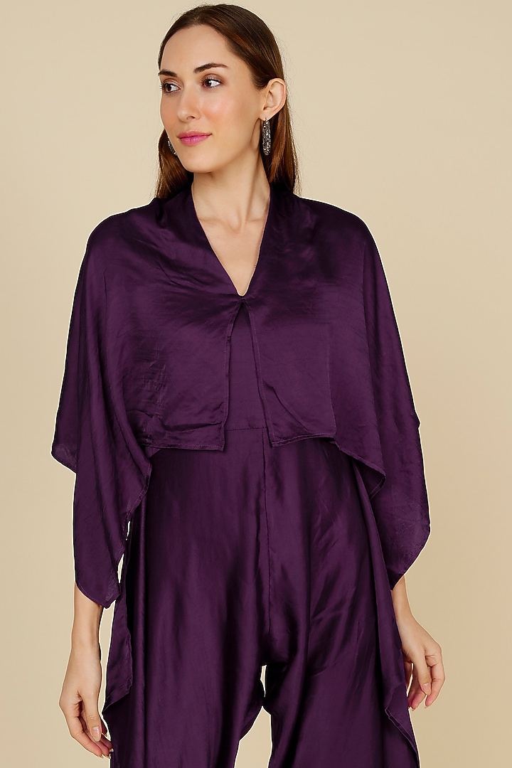 Purple Raw Silk Jumpsuit by NOTSOSURE at Pernia's Pop Up Shop