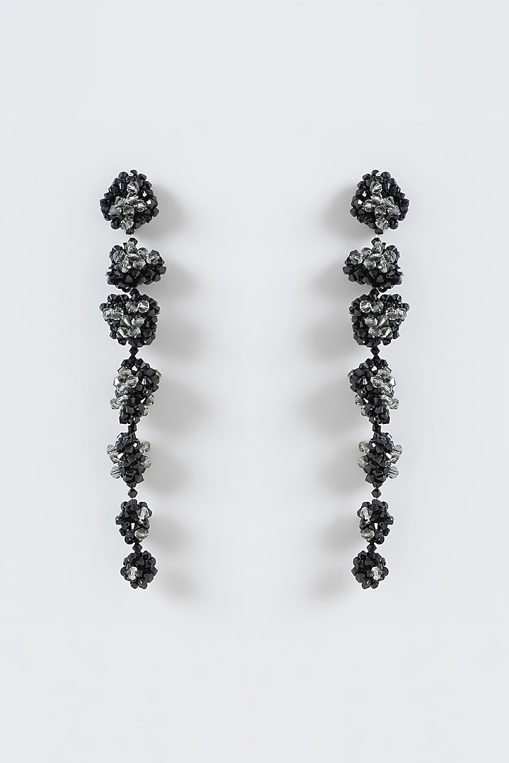 Black Xillion Swarovski Crystal Dangler Earrings by Nour