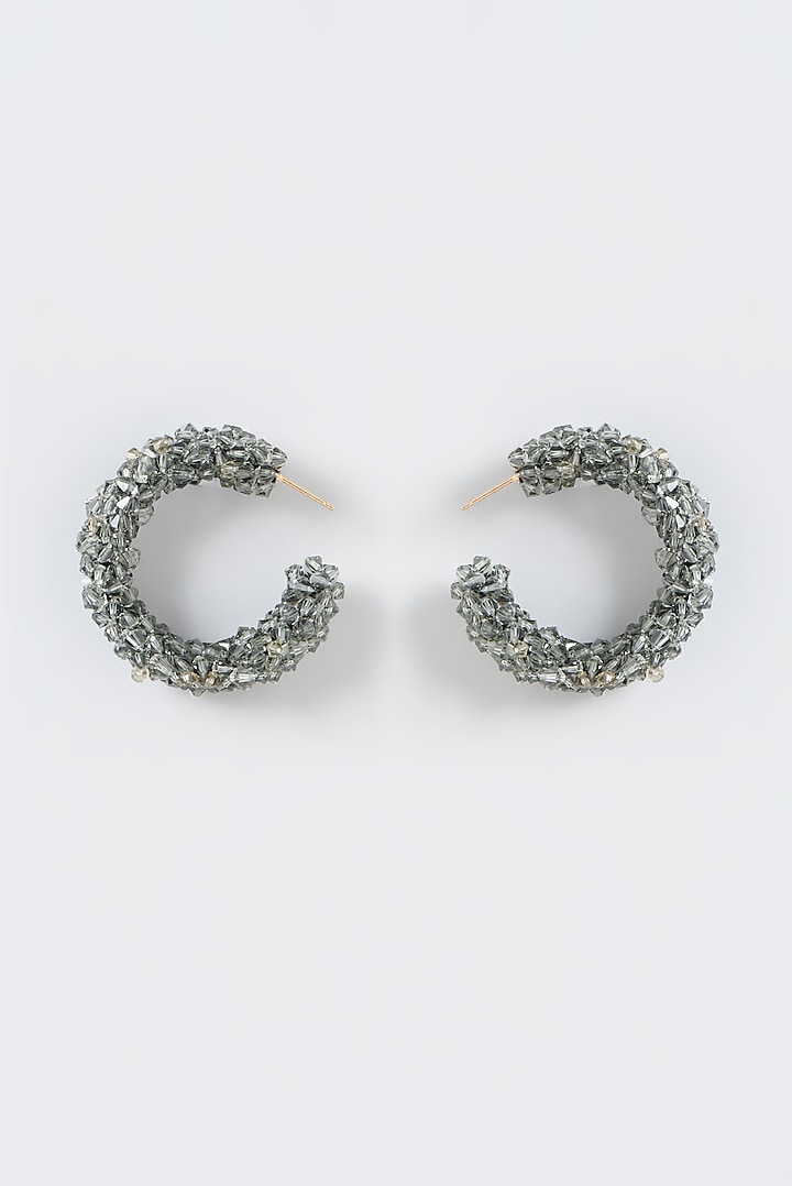 Grey Xillion Swarovski Crystal Hoop Earrings by Nour