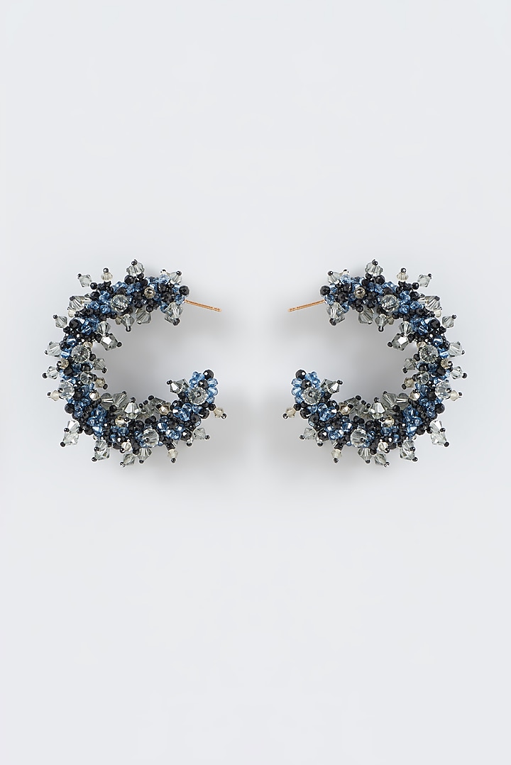 Midnight Blue Xillion Swarovski Crystal Hoop Earrings by Nour
