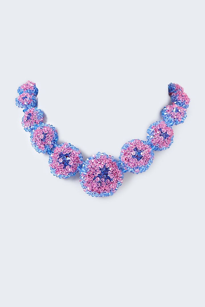 Rose Pink & Sapphire Blue Xillion Swarovski Crystal Choker Necklace by Nour at Pernia's Pop Up Shop