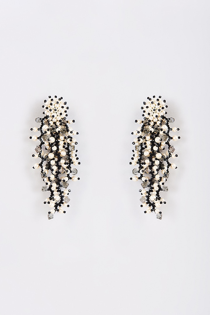 Cream Swarovski Pearl & Crystal Dangler Earrings by Nour at Pernia's Pop Up Shop