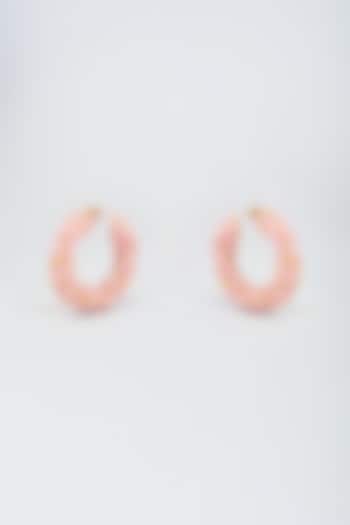 Rose Gold Swarovski Pearl Hoop Earrings by Nour