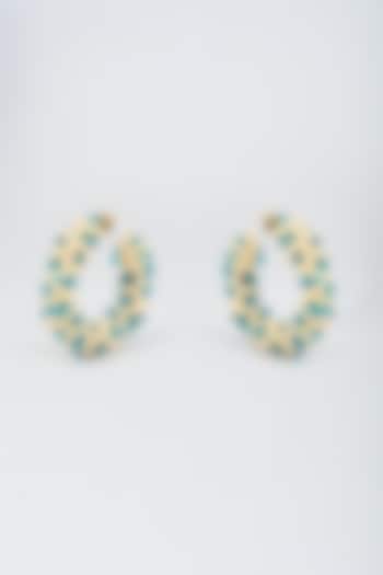 Turquoise Crystal Hoop Earrings by Nour