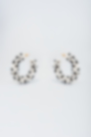 Jet Black Crystal Hoop Earrings by Nour