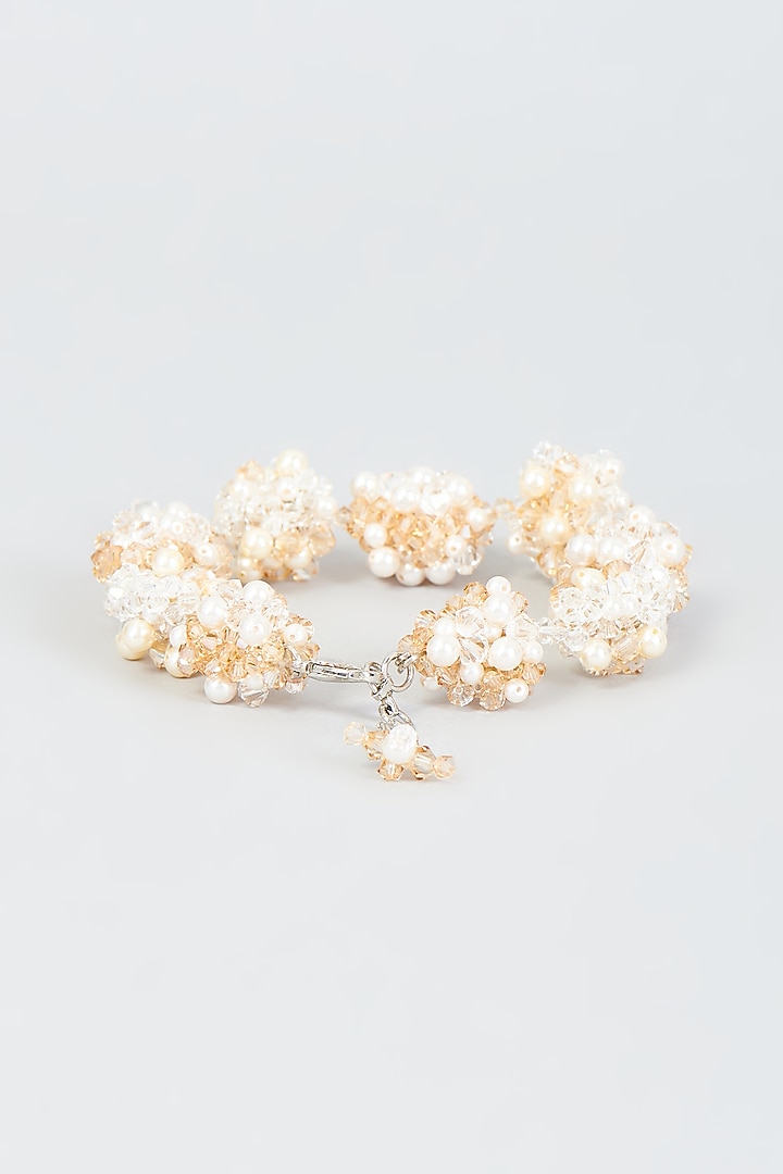 Champagne Crystal & Swarovski Pearl Bracelet by Nour at Pernia's Pop Up Shop