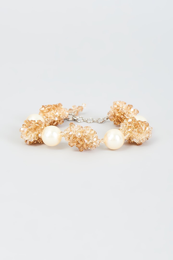 Gold Crystal & Swarovski Pearl Bracelet by Nour