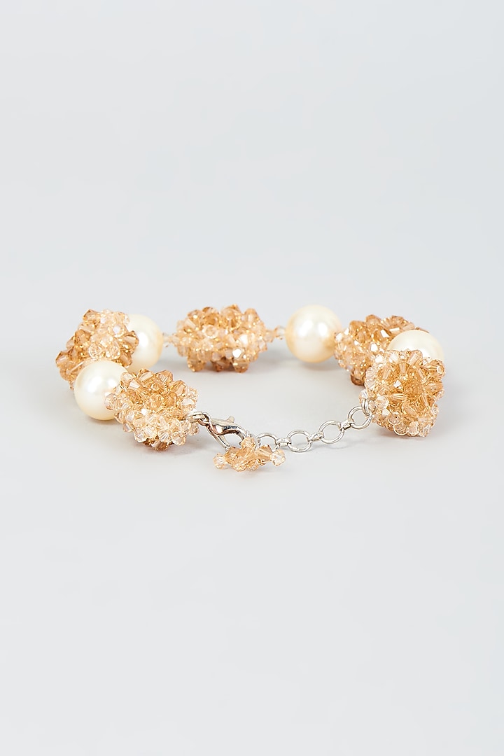Gold Crystal & Swarovski Pearl Bracelet by Nour at Pernia's Pop Up Shop