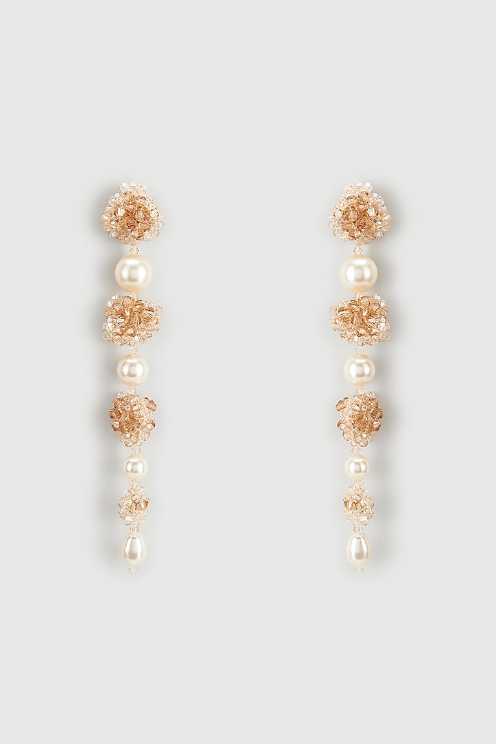 Champagne Pearl & Xillion Crystal Dangler Earrings by Nour