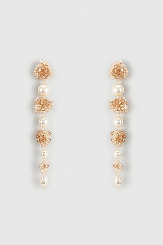 Champagne Pearl & Xillion Crystal Dangler Earrings by Nour
