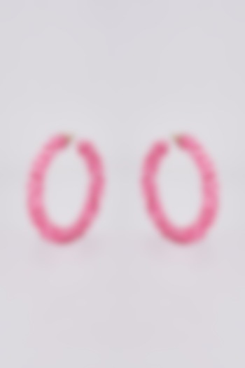Pink Swarovski Crystal Hoop Earrings by Nour