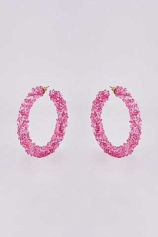 Pink Swarovski Crystal Hoop Earrings by Nour