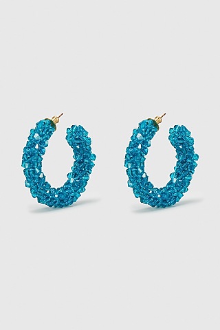 Turquoise Zircon & Xillion Crystals Hoop Earrings by Nour