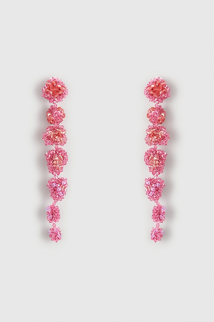 Pink Zircon & Xillion Crystal Dangler Earrings by Nour