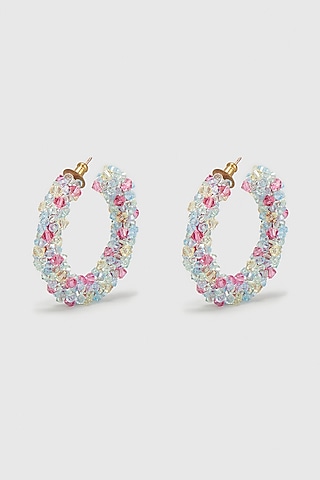 Multi-Colored Zircon & Xillion Crystals Hoop Earrings by Nour