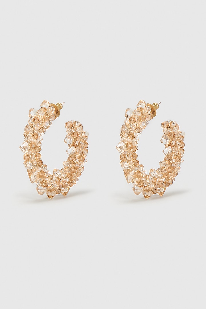 Gold Zircon & Xillion Crystals Hoop Earrings by Nour
