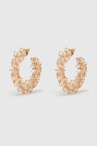 Gold Zircon & Xillion Crystals Hoop Earrings by Nour