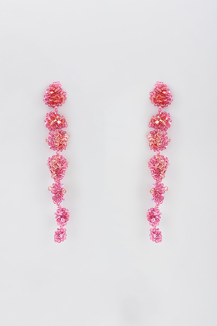 Coral Swarovski Xilion Crystal Dangler Earrings by Nour