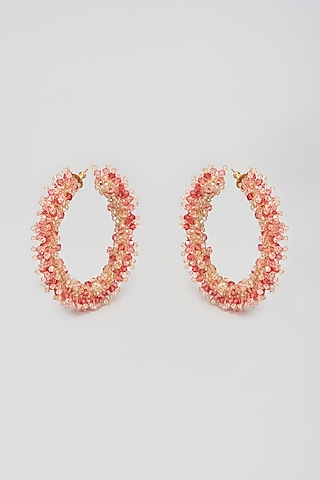 Peach Swarovski Xilion Crystal Hoop Earrings by Nour