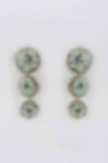Green & Grey Swarovski Xilion Crystal Dangler Earrings by Nour