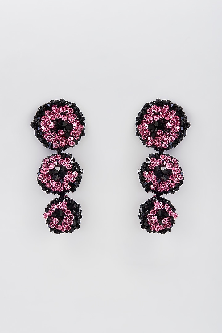 Black & Pink Swarovski Xilion Crystal Dangler Earrings by Nour at Pernia's Pop Up Shop