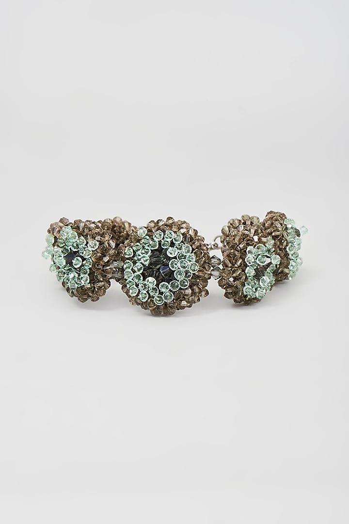 Green & Grey Swarovski Xilion Crystal Bracelet by Nour
