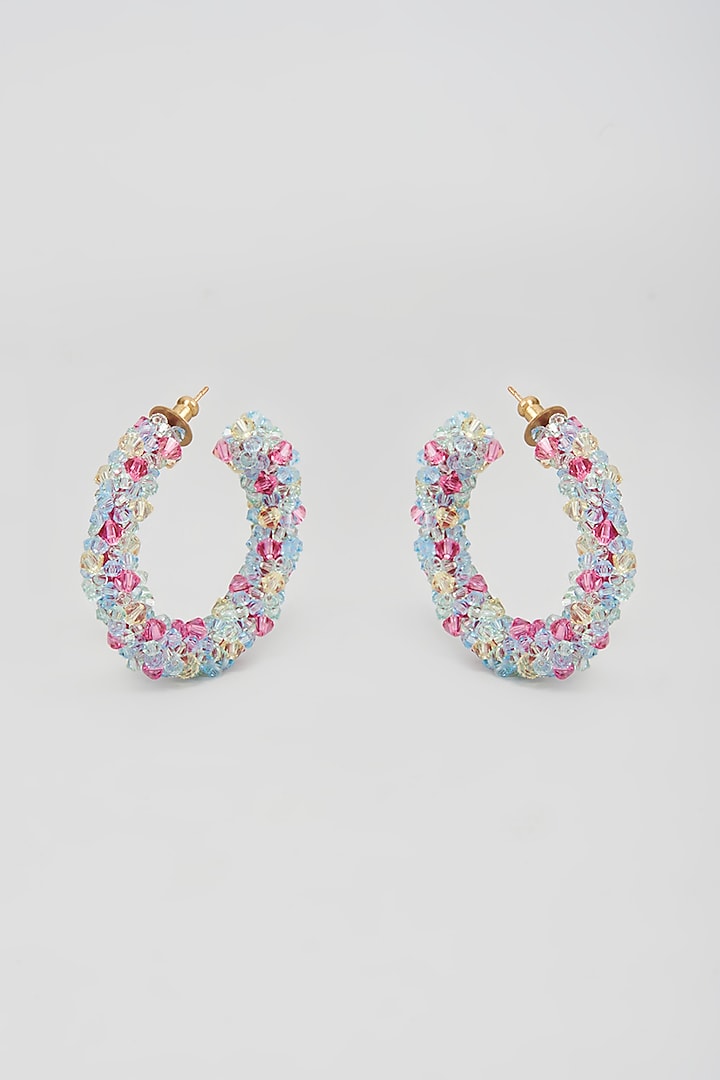 Multi-Colored Swarovski Xilion Crystal Hoop Earrings by Nour