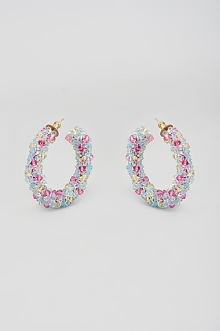 Multi-Colored Swarovski Xilion Crystal Hoop Earrings by Nour