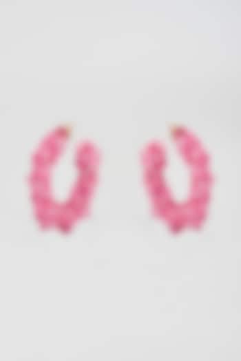 Pink Swarovski Xilion Crystal Hoop Earrings by Nour
