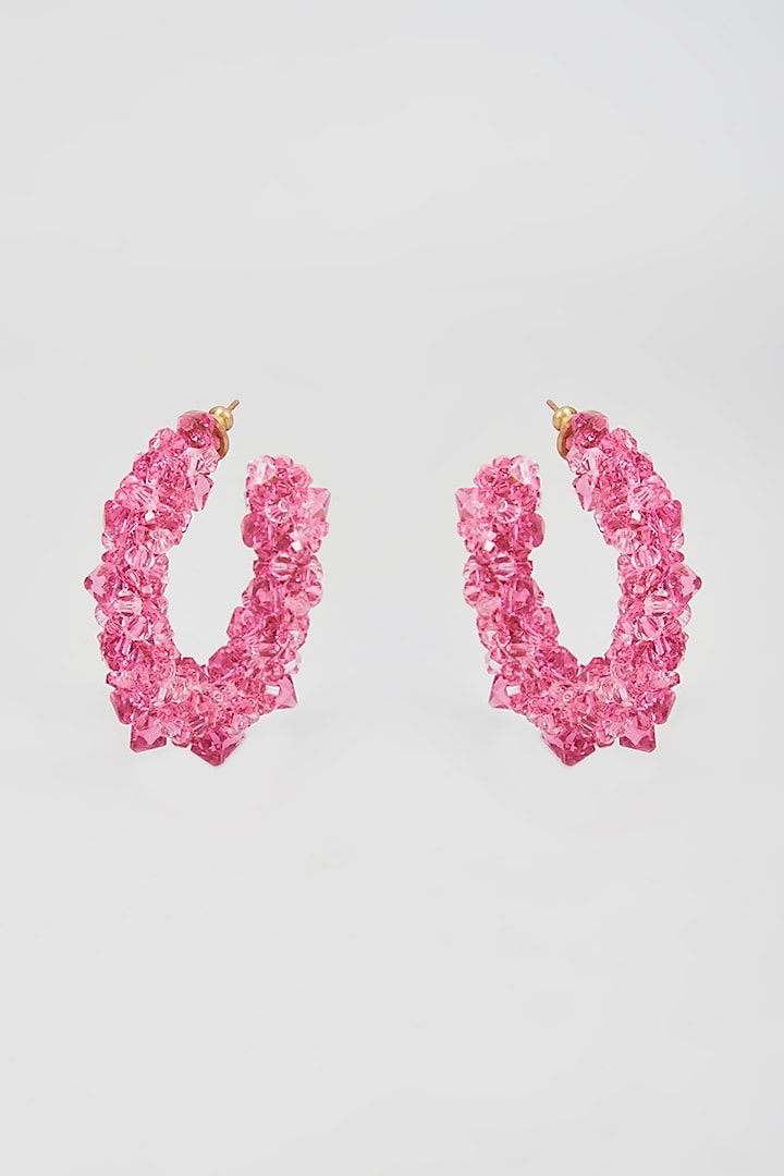 Pink Swarovski Xilion Crystal Hoop Earrings by Nour