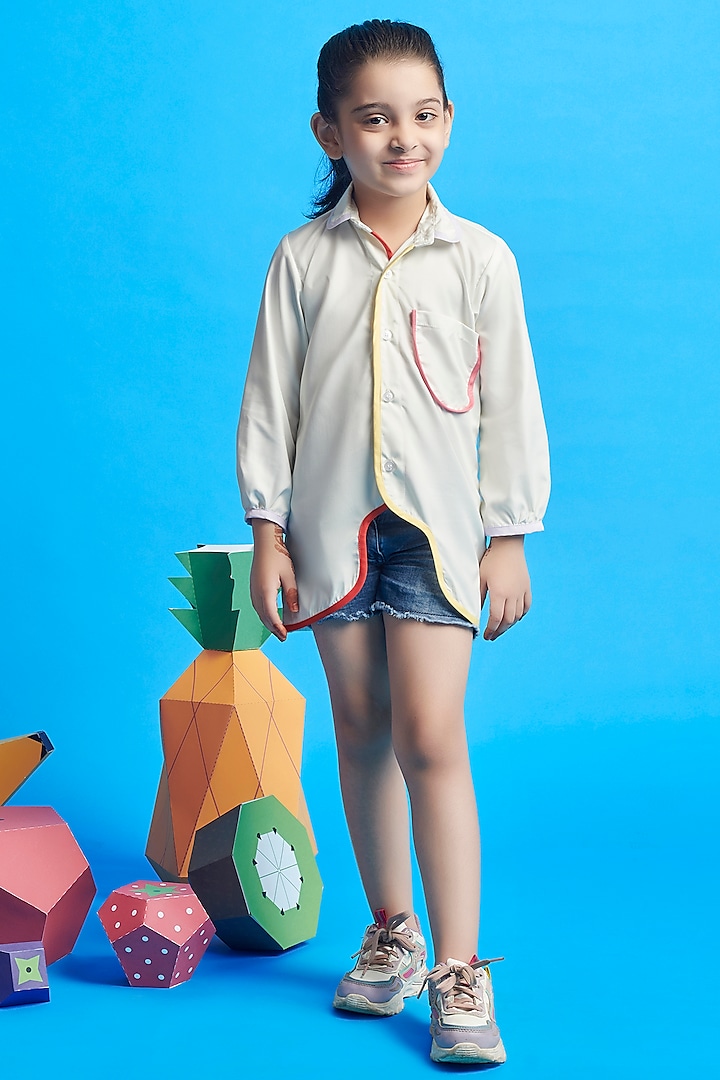 White Cotton Shirt For Girls by Nino By Vani Mehta at Pernia's Pop Up Shop