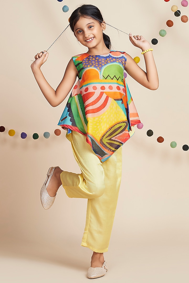 Multi-Colored Printed Tunic Set For Girls by Nino By Vani Mehta
