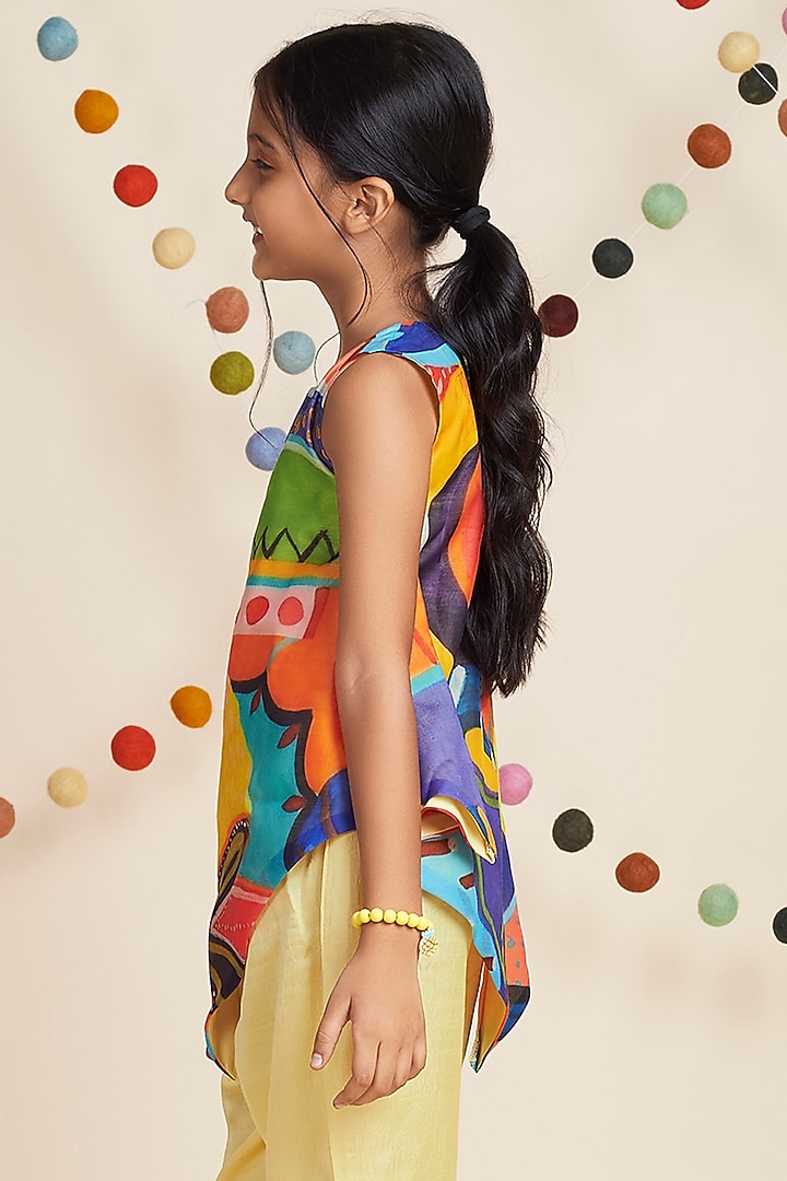 Multi-Colored Printed Tunic Set For Girls by Nino By Vani Mehta at Pernia's Pop Up Shop