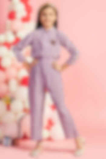 Pastel Purple Crepe Pant Set For Girls by Nino By Vani Mehta at Pernia's Pop Up Shop