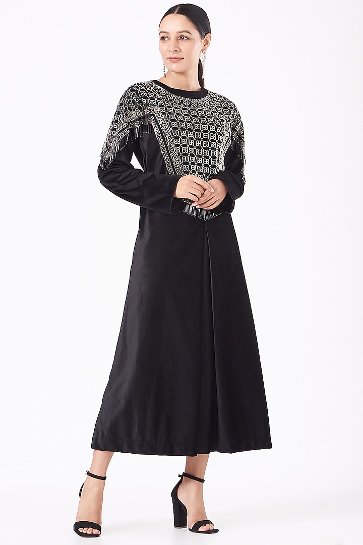 Black Beaded Tunic by NOW WITH PRACHI