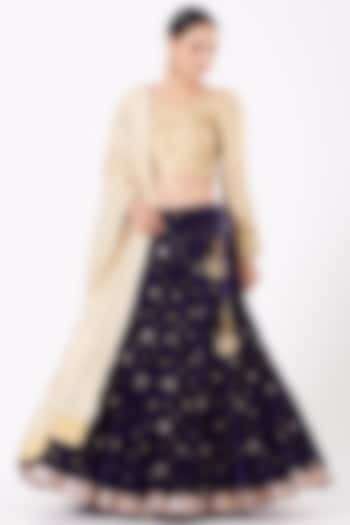 Purple Embroidered Lehenga Set by NOW WITH PRACHI