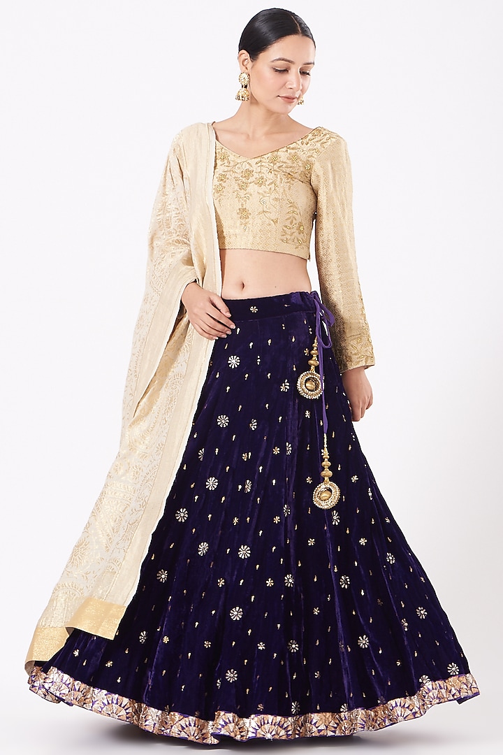 Purple Embroidered Lehenga Set by NOW WITH PRACHI