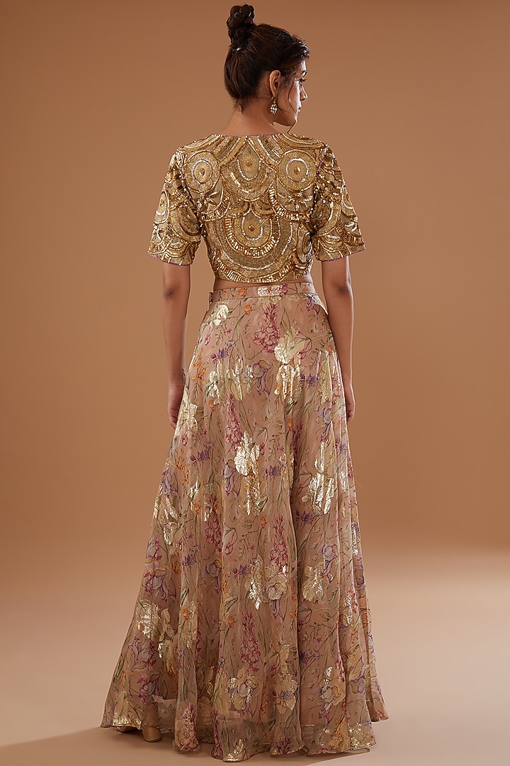 Brown Georgette Embroidered Skirt Set by NOW WITH PRACHI at Pernia's Pop Up Shop