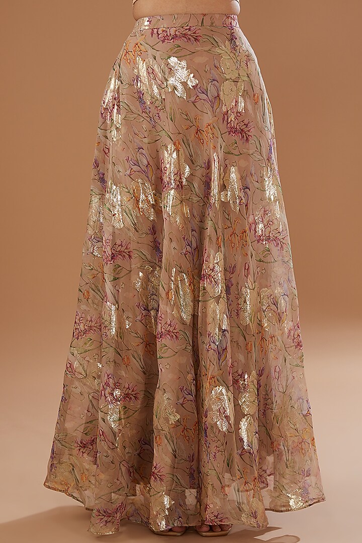 Brown Georgette Embroidered Skirt Set by NOW WITH PRACHI at Pernia's Pop Up Shop
