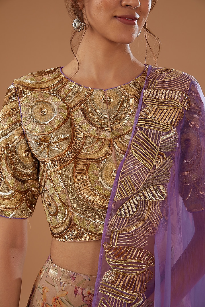 Brown Georgette Embroidered Skirt Set by NOW WITH PRACHI at Pernia's Pop Up Shop