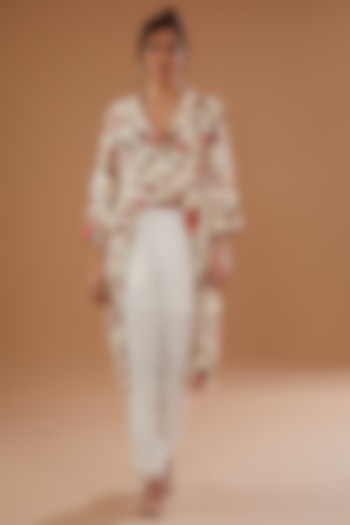 Off-White Cotton Printed Jacket by NOW WITH PRACHI at Pernia's Pop Up Shop