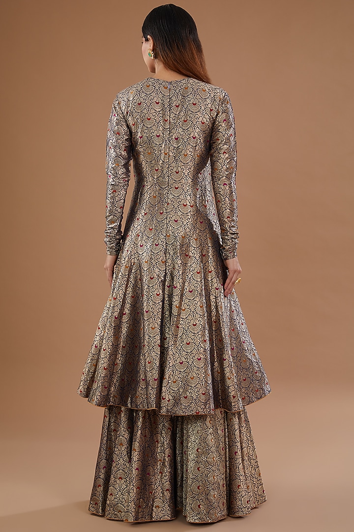 Blue Brocade Wedding Anarkali Set by NOW WITH PRACHI at Pernia's Pop Up Shop