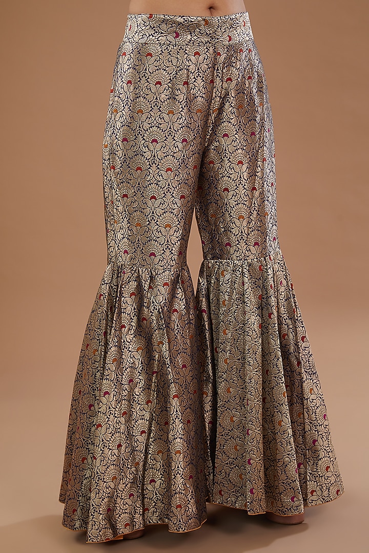 Blue Brocade Wedding Anarkali Set by NOW WITH PRACHI at Pernia's Pop Up Shop