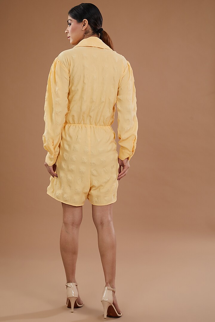 Yellow Seersucker Playsuit by NOW WITH PRACHI at Pernia's Pop Up Shop