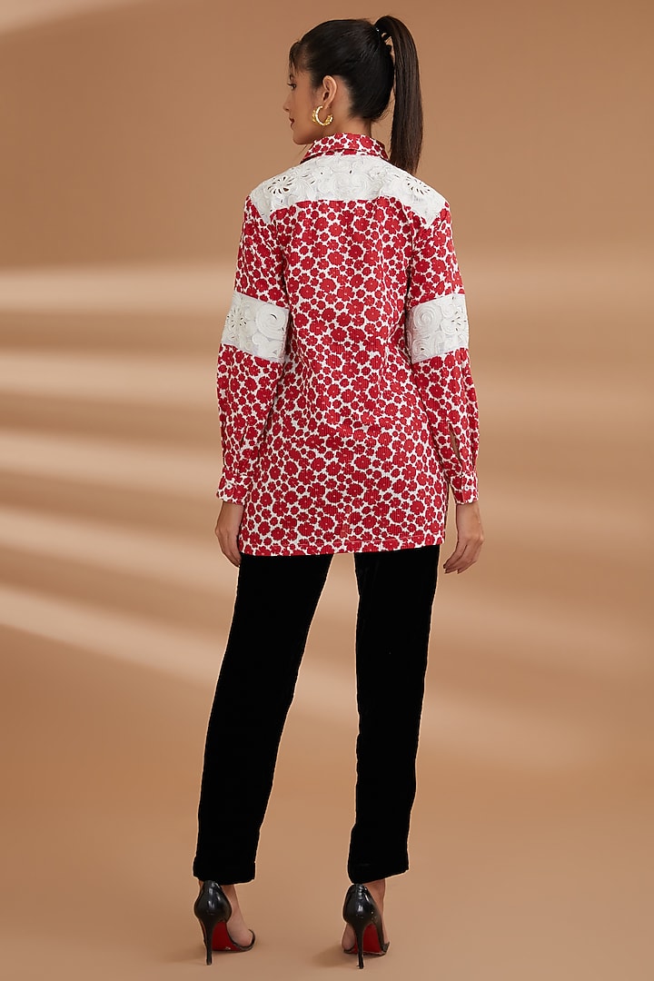 Red Cotton Printed Shirt by NOW WITH PRACHI at Pernia's Pop Up Shop