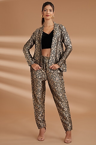 Gold Brocade Jacket Set by NOW WITH PRACHI