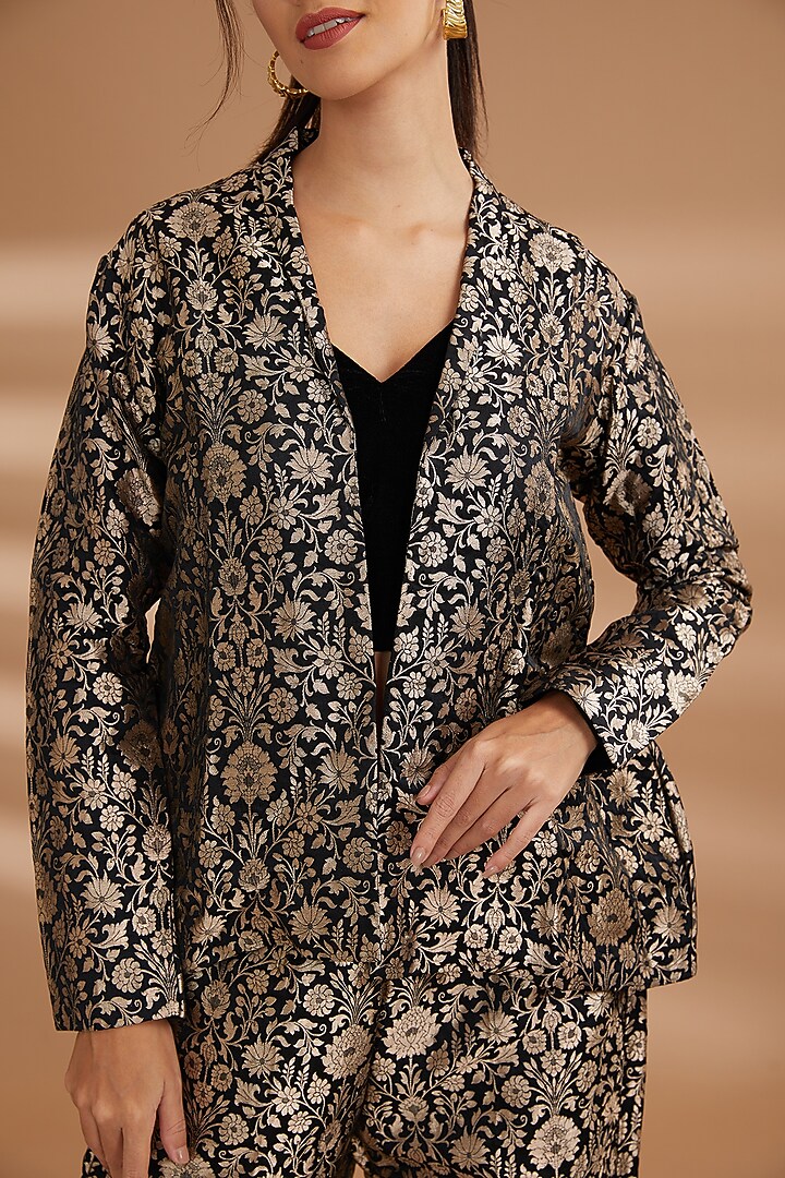Gold Brocade Jacket Set by NOW WITH PRACHI at Pernia's Pop Up Shop