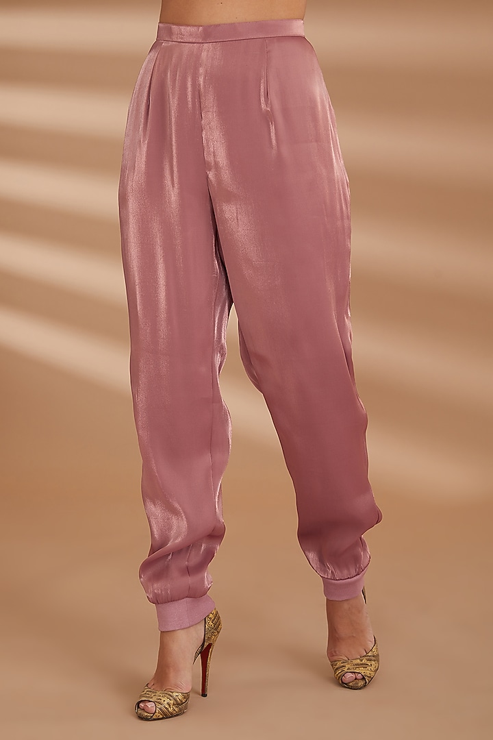 Pink Georgette Embroidered Co-Ord Set by NOW WITH PRACHI at Pernia's Pop Up Shop