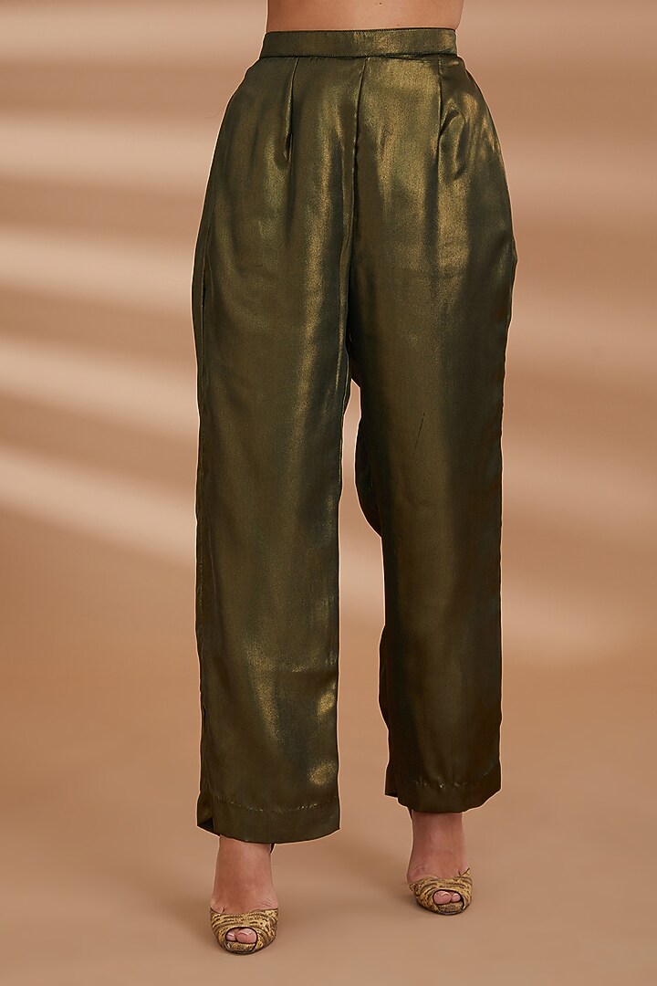 Green Shimmer Georgette Co-Ord Set by NOW WITH PRACHI at Pernia's Pop Up Shop