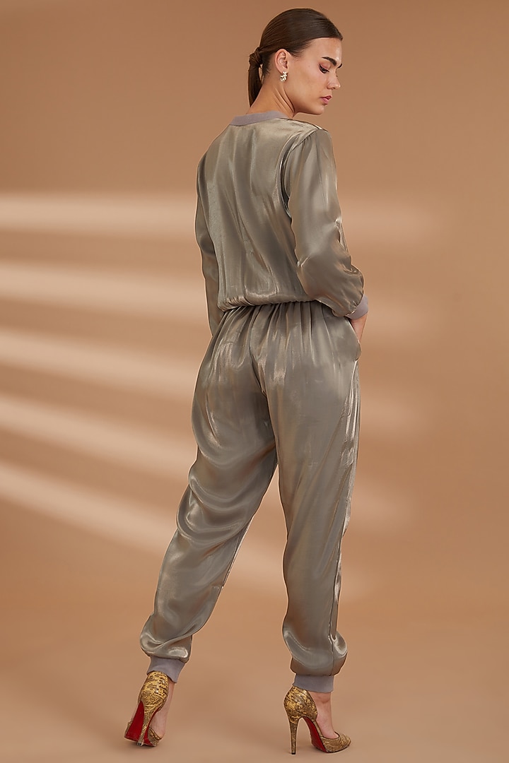 Grey Georgette Embroidered Co-Ord Set by NOW WITH PRACHI at Pernia's Pop Up Shop